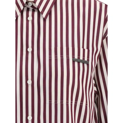 Brunello Cucinelli Women Striped Shirt In Red