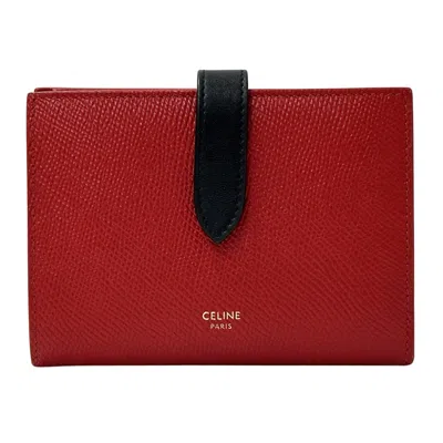 Pre-owned Celine Red Color Leather Wallet (bi-fold) ()