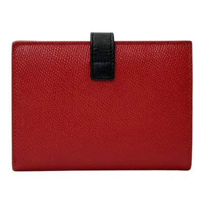 Pre-owned Celine Red Color Leather Wallet (bi-fold) ()