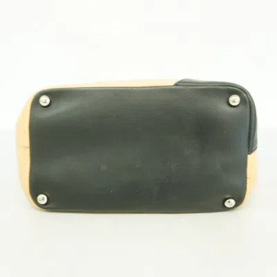 Pre-owned Chanel Beige Black Leather Tote Bag () In Multi