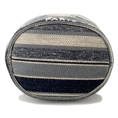 Pre-owned Chanel Black Gray White Canvas Shoulder Bag ()