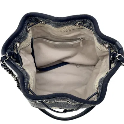 Pre-owned Chanel Black Gray White Canvas Shoulder Bag ()