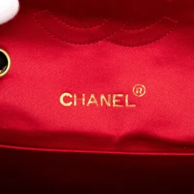 Pre-owned Chanel Black Red Color Silk Satin Shoulder Bag () In Multi