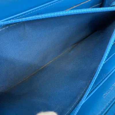 Pre-owned Chanel Turquoise Patent Leather Long Wallet (bi-fold) () In Blue