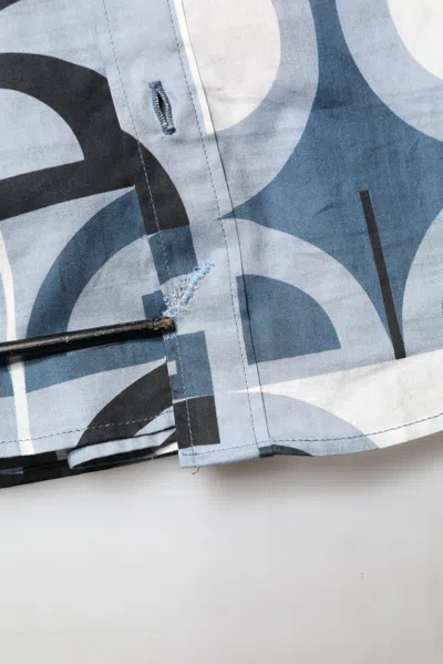 Pre-owned Dolce & Gabbana Blue Martini Long Sleeves Casual Logo Men's Shirt ()