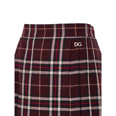 Dolce & Gabbana Bordeaux Wool Mini Skirt In Burgundy