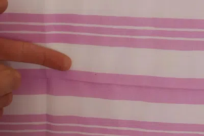 Pre-owned Dolce & Gabbana Pink White Striped Cotton Wrap Shawl Women's Scarf ()