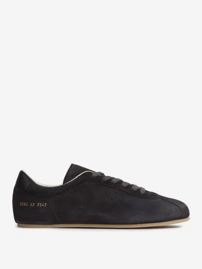 Common Projects Driving Lo Profile Leather-trimmed Suede Sneakers In Black