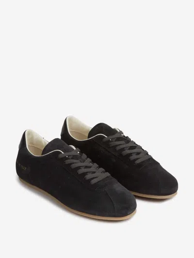 Common Projects Driving Lo Profile Leather-trimmed Suede Sneakers In Black