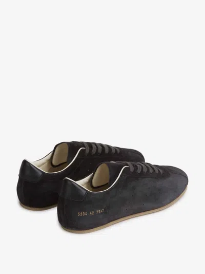 Common Projects Driving Lo Profile Leather-trimmed Suede Sneakers In Black