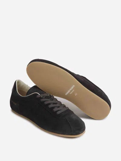 Common Projects Driving Lo Profile Leather-trimmed Suede Sneakers In Black