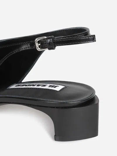 Jil Sander Slingback Spazzolato Leather In Black