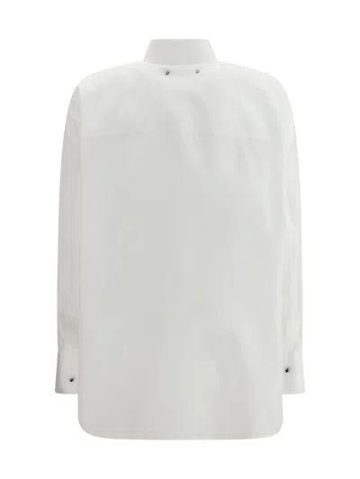 Golden Goose Oversized White Cotton Shirt With Pleated Bib And Jewel Buttons In White