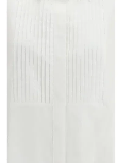 Golden Goose Oversized White Cotton Shirt With Pleated Bib And Jewel Buttons In White