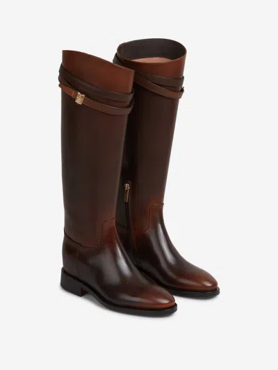 Santoni Hermione Strap Boots In Brown