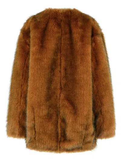 Isabel Marant Aglae Long Sleeve Faux Fur Coat In Brown