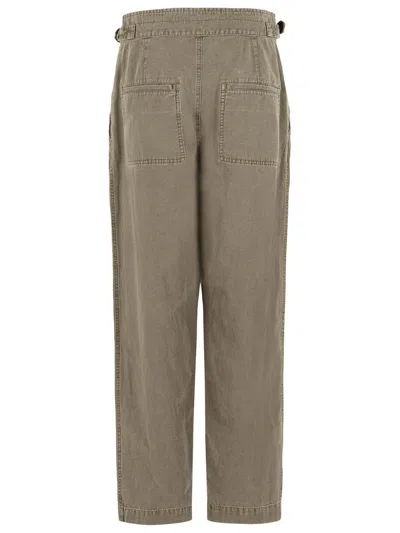 Isabel Marant Étoile Neriah Cotton Linen Tailored Trousers In Green