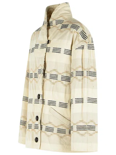 Isabel Marant Étoile 'quayla' Beige Cotton Blend Jacket In Pattern