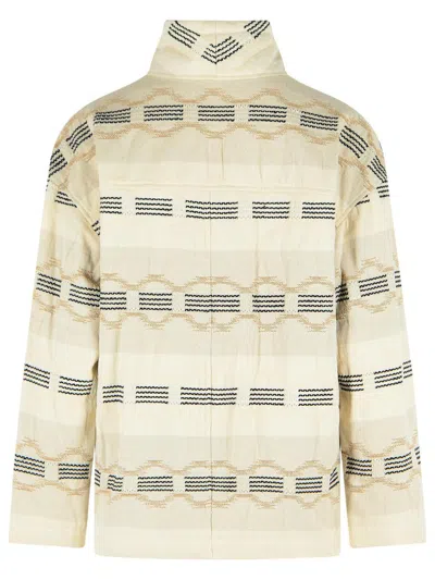 Isabel Marant Étoile 'quayla' Beige Cotton Blend Jacket In Pattern