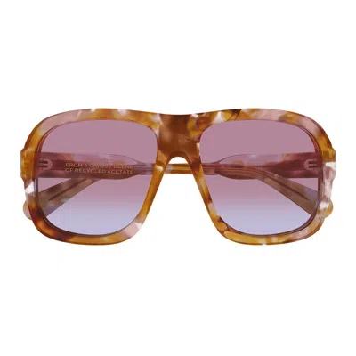 Chloé Gayia Acetate Semi-shield Sunglasses In Brown