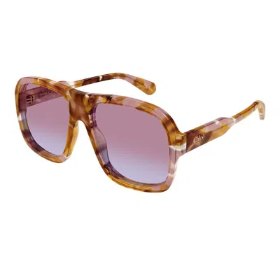 Chloé Gayia Acetate Semi-shield Sunglasses In Brown