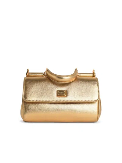 Dolce & Gabbana 'my Sicily' Gold Leather Handbag In Gold