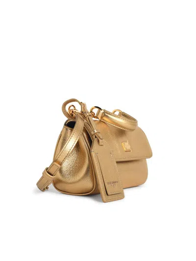 Dolce & Gabbana 'my Sicily' Gold Leather Handbag In Gold