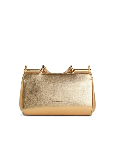 Dolce & Gabbana 'my Sicily' Gold Leather Handbag In Gold