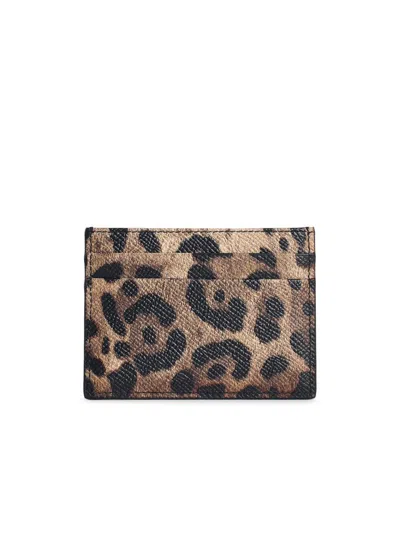 Dolce & Gabbana 'dauphine' Leopard Print Leather Card Holder In Multi