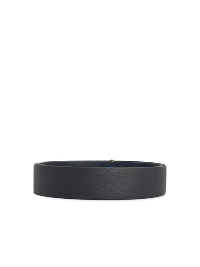 Tom Ford Reversible Leather Belt Adjustable Length Textured In Black