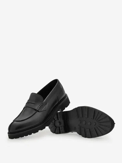Canali College Smooth Loafers In Black