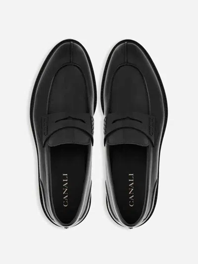 Canali College Smooth Loafers In Black