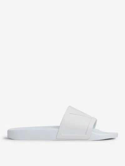 Valentino Garavani Whitesandals With Open Toe And Embossed Logo In Rubber Man