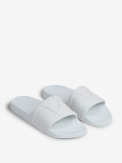 Valentino Garavani Whitesandals With Open Toe And Embossed Logo In Rubber Man