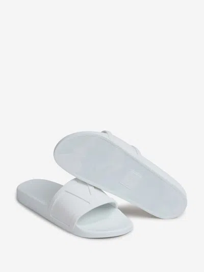 Valentino Garavani Whitesandals With Open Toe And Embossed Logo In Rubber Man