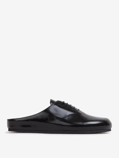 Jacquemus Round Toe Open Back Flat Sole Slippers In Black