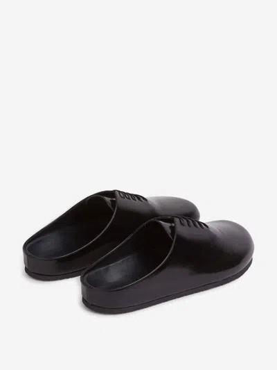 Jacquemus Round Toe Open Back Flat Sole Slippers In Black