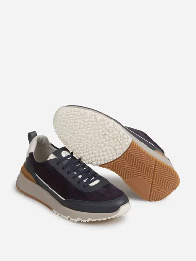 Brunello Cucinelli Sneakers Round Toe Contrast Sole In Blue