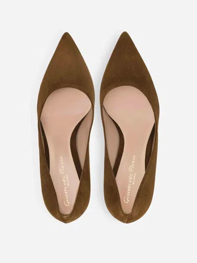 Gianvito Rossi Pointed Toe Suede Finish Pumps In Brown