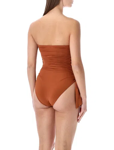 Zimmermann Daylight Braided Gathered One-piece In Brown