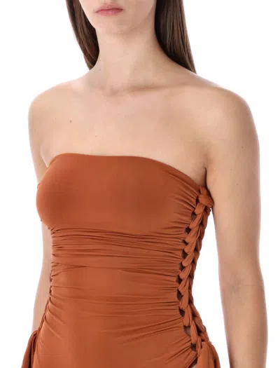 Zimmermann Daylight Braided Gathered One-piece In Brown