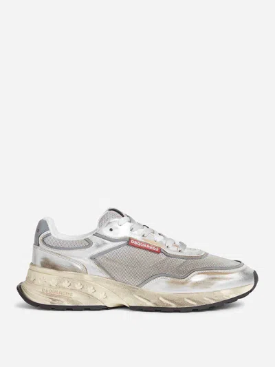 Dsquared2 Multicolor Sneakers With Textured Upper In Silver
