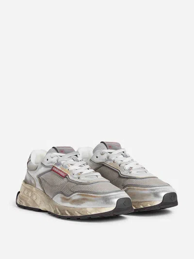 Dsquared2 Multicolor Sneakers With Textured Upper In Silver