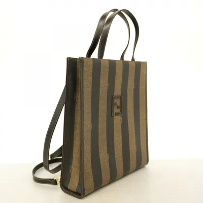 Pre-owned Fendi Black Brown Pvc Backpack () In Multi