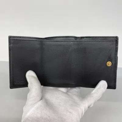 Pre-owned Fendi Black Leather Wallet (tri-fold) ()