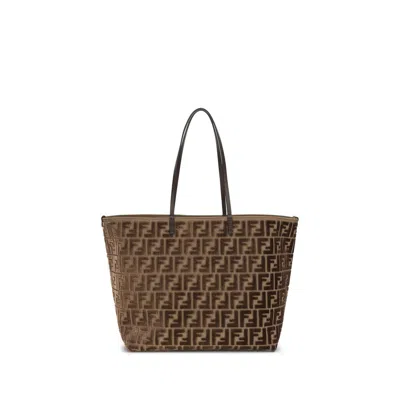 Fendi Brown Fabric Shoulder Women's Bag In Brown