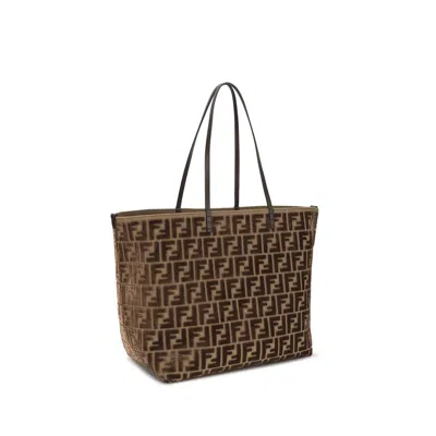 Fendi Brown Fabric Shoulder Women's Bag In Brown