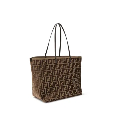 Fendi Brown Fabric Shoulder Women's Bag In Brown