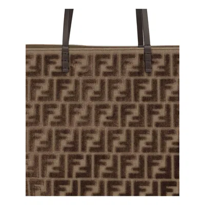 Fendi Brown Fabric Shoulder Women's Bag In Brown