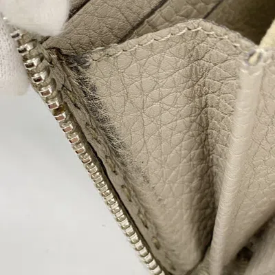 Pre-owned Fendi Grayish Leather Long Wallet (bi-fold) ()